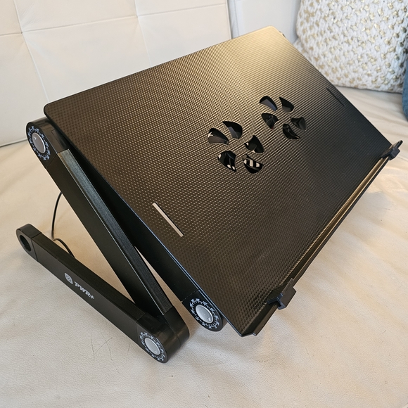 Ergonomic Black Laptop Stand with Cooling Fans - Picture 1 of 4